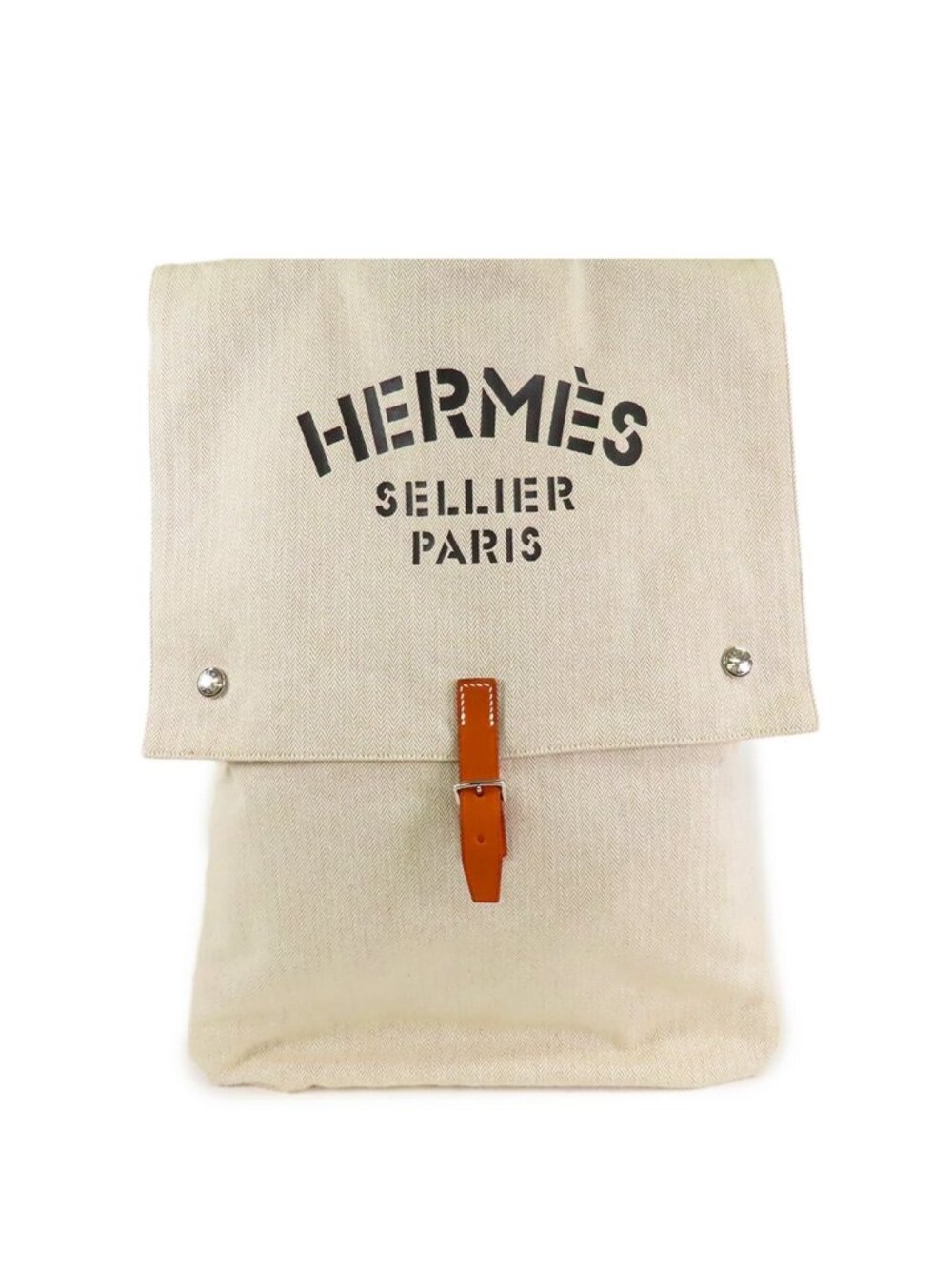 Hermes Baggy Baggage Natural Silver Canvas Handbag Vintage